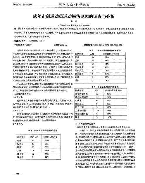 成年击剑运动员运动损伤原因的调查与分析