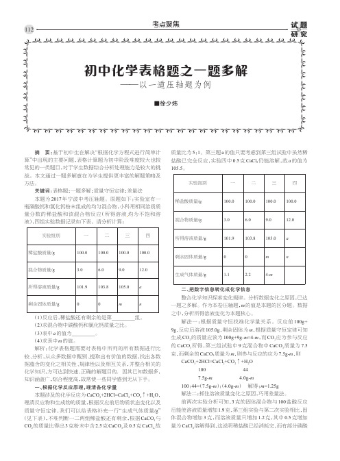 初中化学表格题之一题多解——以一道压轴题为例