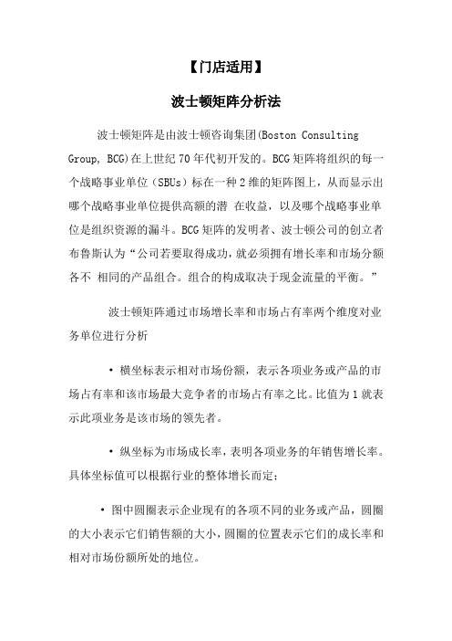 【开店适用】波士顿矩阵分析法