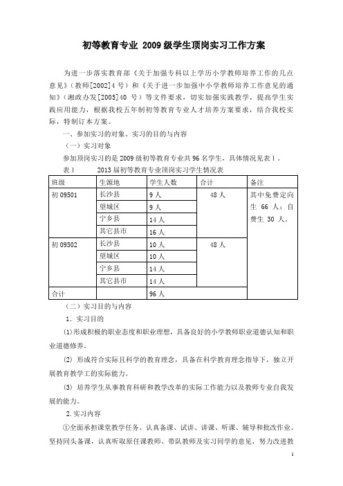 顶岗实习方案.doc