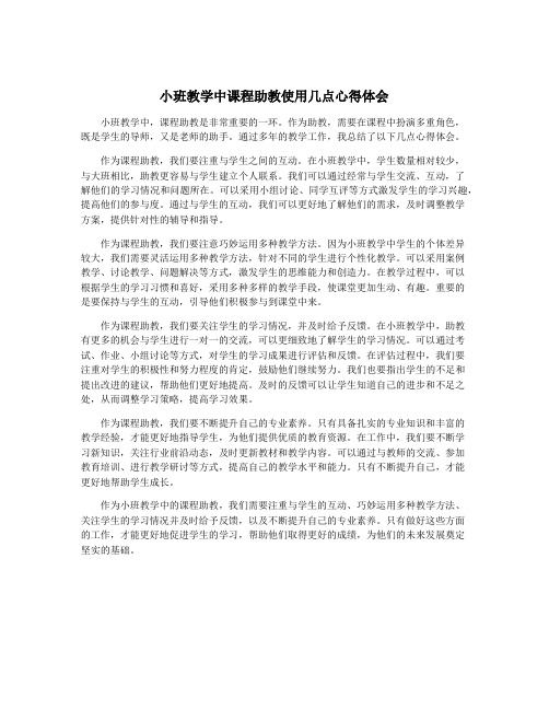 小班教学中课程助教使用几点心得体会