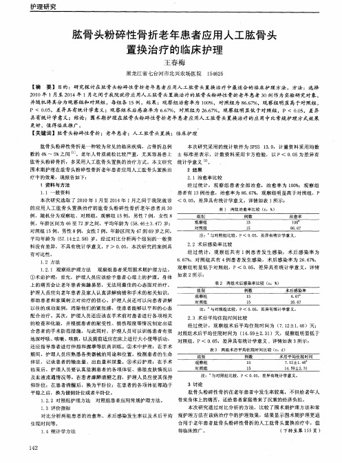 肱骨头粉碎性骨折老年患者应用人工肱骨头置换治疗的临床护理