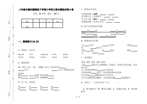 2019新版三年级专题试题精选下学期小学语文期末模拟试卷E卷