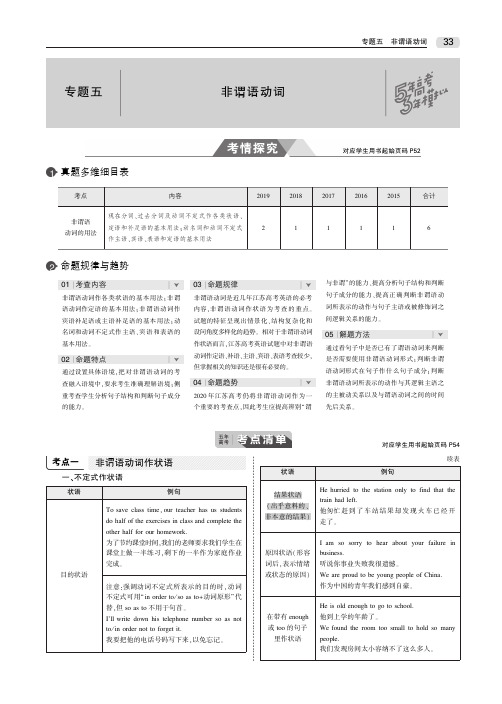 2020届高考英语一轮复习专题五非谓语动词教师用书(PDF,含解析)