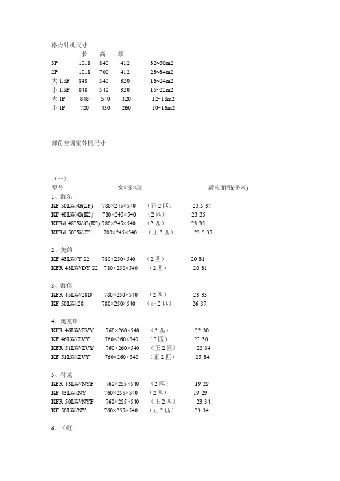 空调室外机尺寸