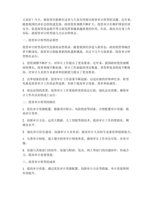 投资审计转型交流发言稿