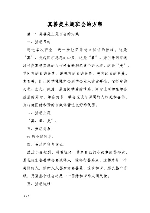 真善美主题班会的方案