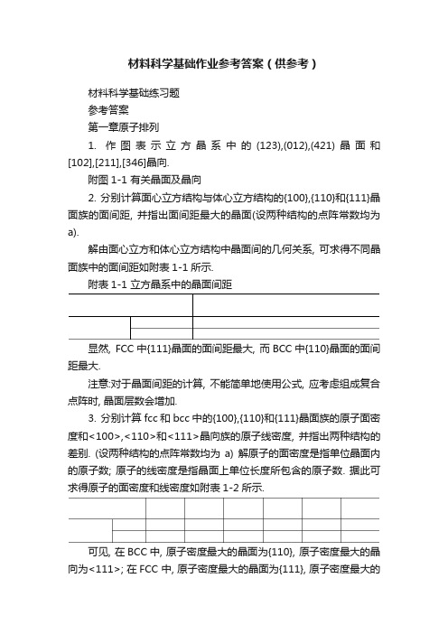 材料科学基础作业参考答案（供参考）