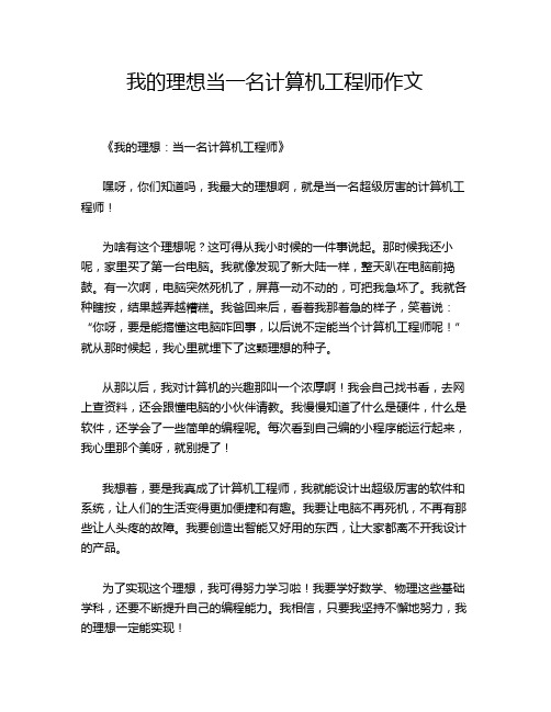 我的理想当一名计算机工程师作文