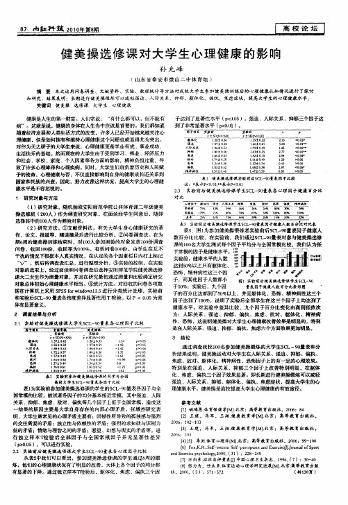 健美操选修课对大学生心理健康的影响