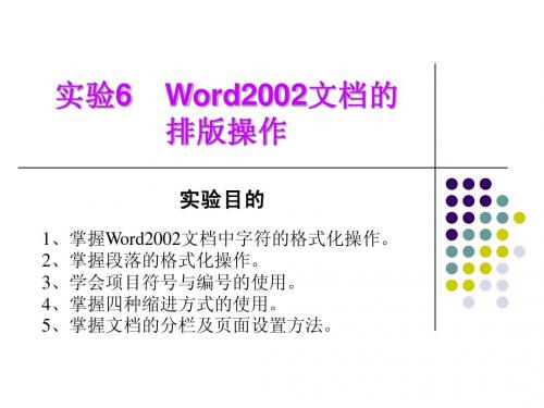 Word2002文档的排版操作