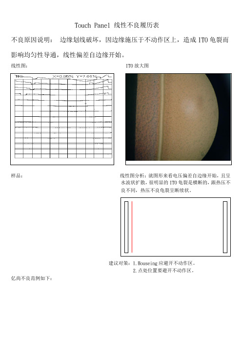 线性不良品履历表边缘画伤