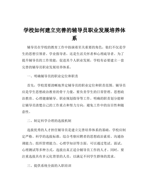 学校如何建立完善的辅导员职业发展培养体系