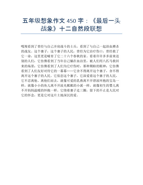 五年级想象作文450字：《最后一头战象》十二自然段联想