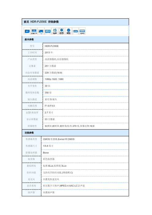 索尼HDR-PJ350E详细参数