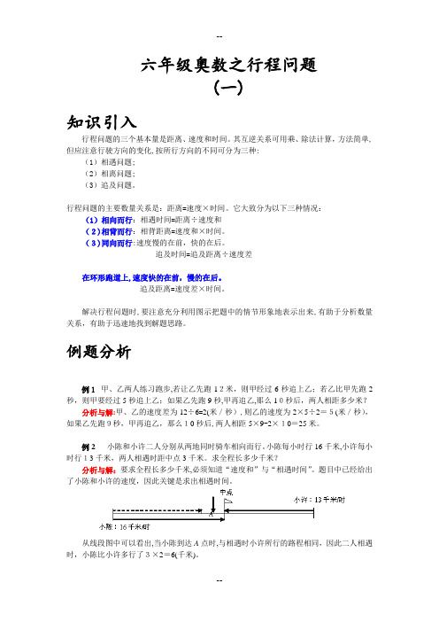 六年级奥数之行程问题