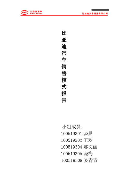 比亚迪汽车销售渠道分析报告文案