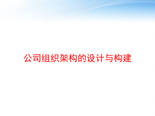 公司组织架构的设计与构建 ppt课件