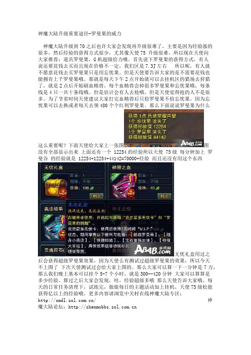 神魔大陆升级重要途径-罗曼果的威力