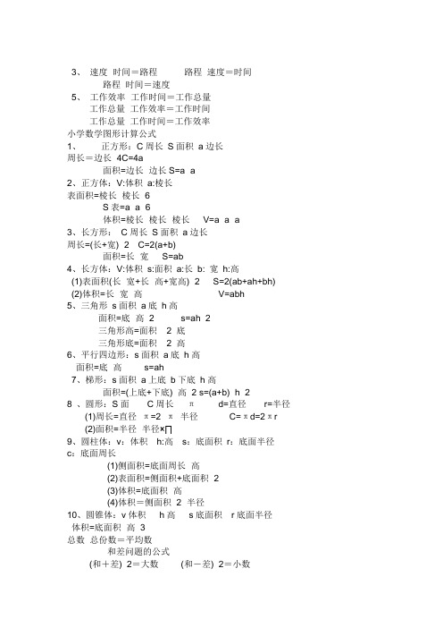 面积、速度类公式