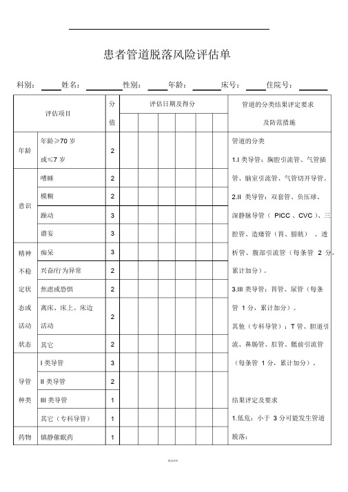 管道风险评估单