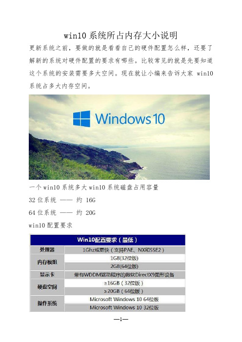 win10系统所占内存大小说明