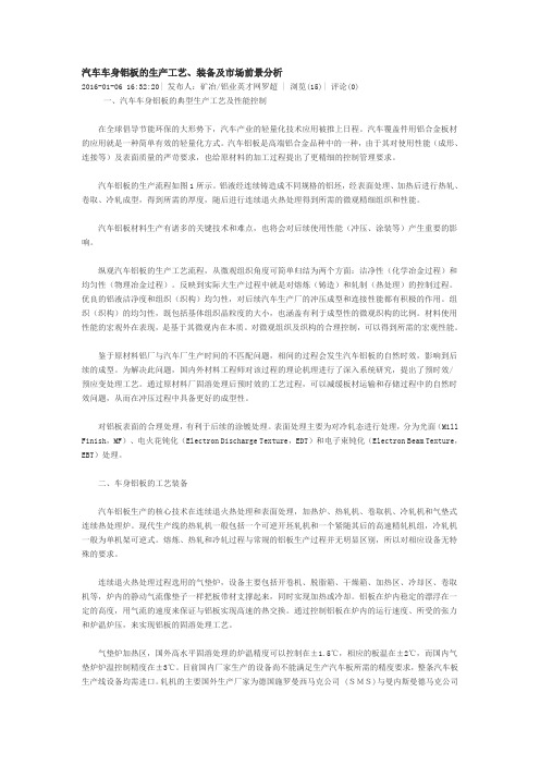 汽车车身铝板的生产工艺