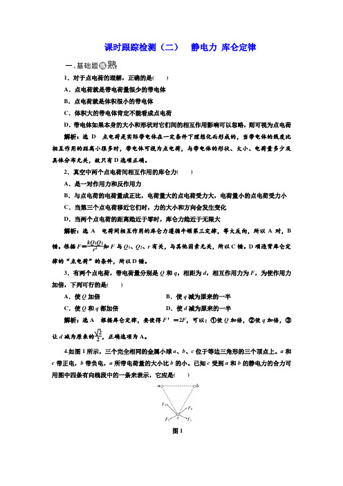 2017-2018学年高中物理鲁科版选修3-1课时跟踪检测：(二) 静电力 库仑定律