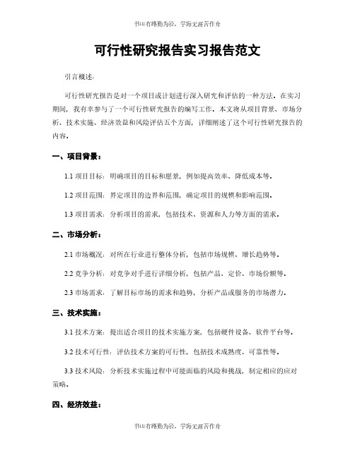 可行性研究报告实习报告范文