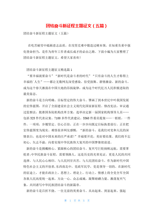 团结奋斗新征程主题征文(五篇)