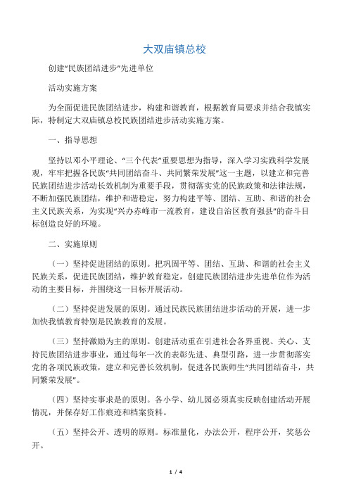 民族团结进步活动实施方案