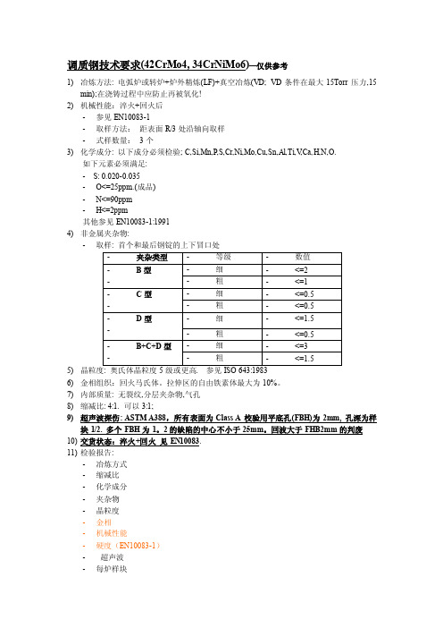 锻件技术要求-42CrMo4,34CrNiMo6