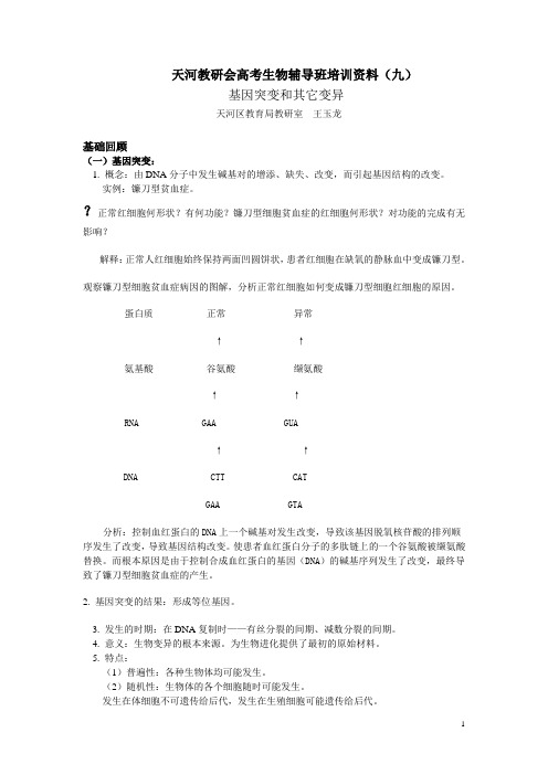 天河教研会高考生物辅导班培训资料(九)