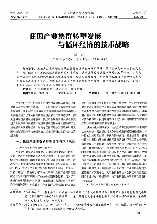 我国产业集群转型发展与循环经济的技术战略