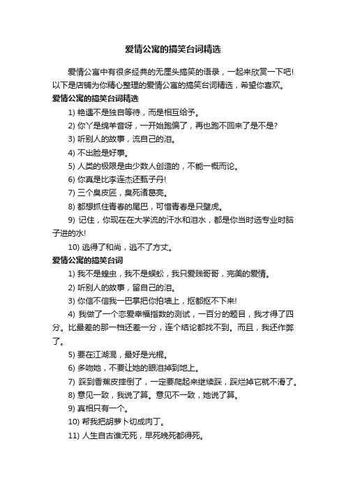 爱情公寓的搞笑台词精选