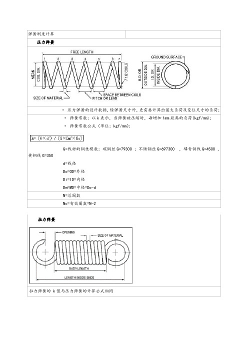 拉、压、扭簧计算公式弹簧刚度计算