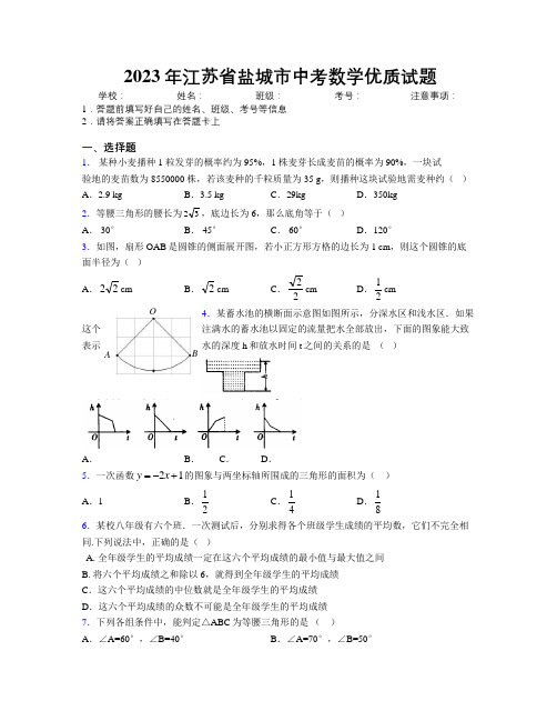 2023年江苏省盐城市中考数学优质试题附解析