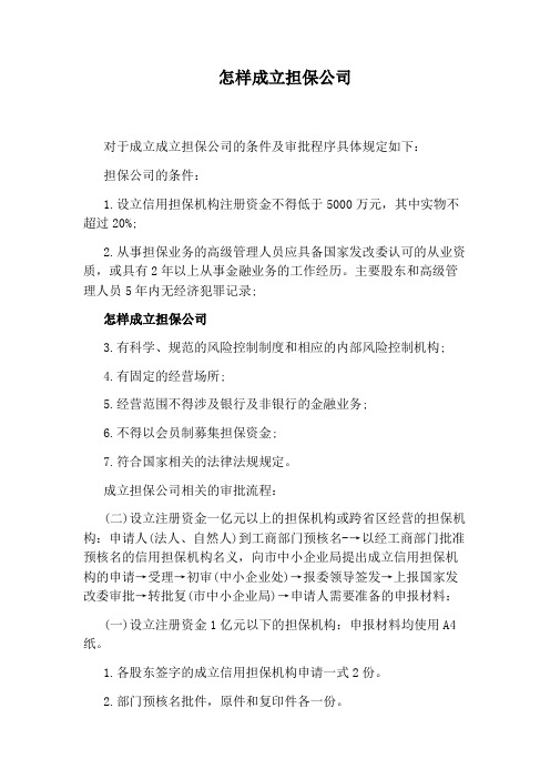 怎样成立担保公司