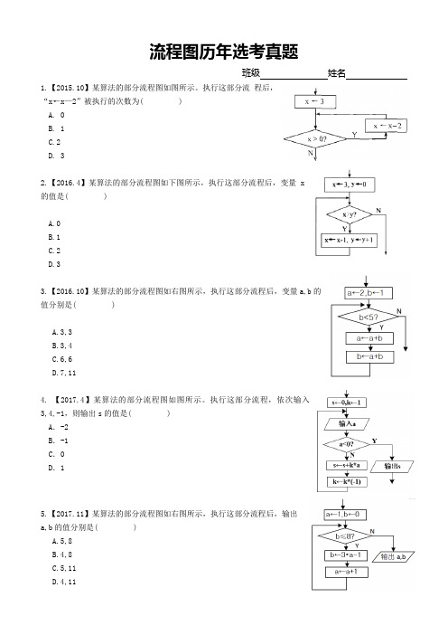 浙江高考信息技术学科历年选考真题——流程图