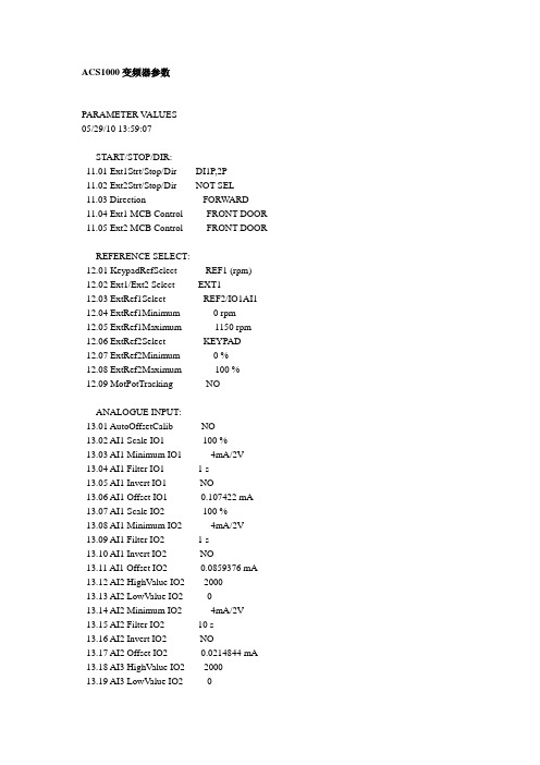 PE熔融泵ACS1000变频器参数