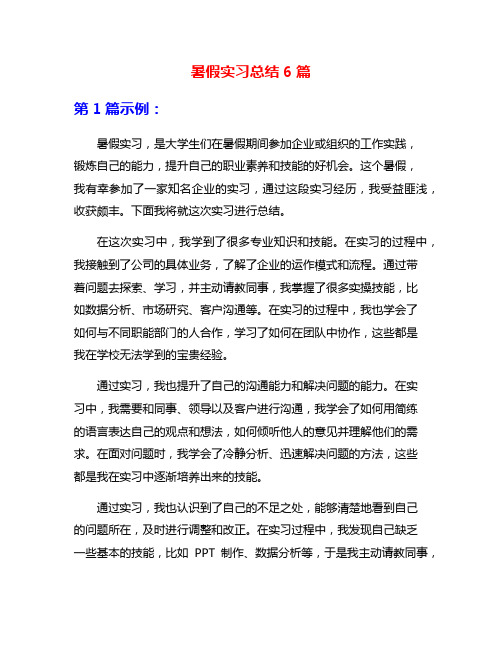 暑假实习总结6篇