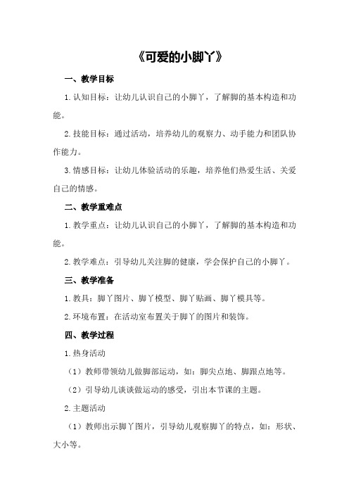 中班社会优秀教案及教学反思《可爱的小脚丫》