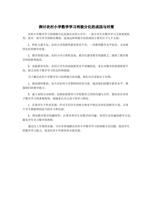 探讨农村小学数学学习两极分化的成因与对策