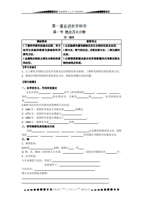 第一章 第一节 钠及其化合物(第一课时)学案