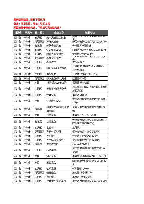 新版四川省泸州市美容美发企业公司商家户名录单联系方式地址大全1716家