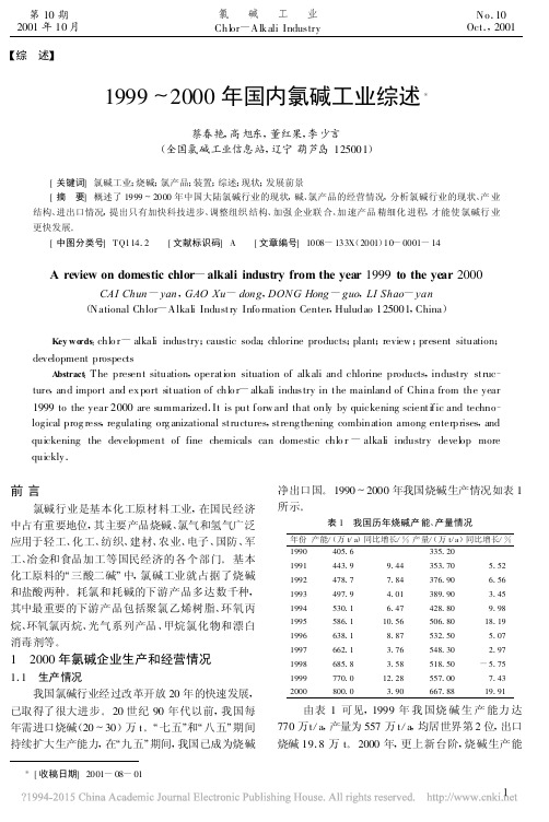 1999_2000年国内氯碱工业综述_蔡春艳