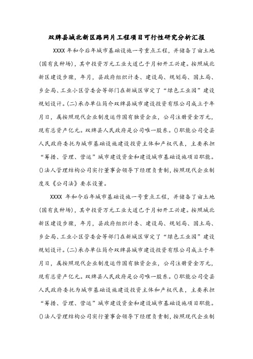 双牌县城北新区路网片工程项目可行性研究分析汇报.doc