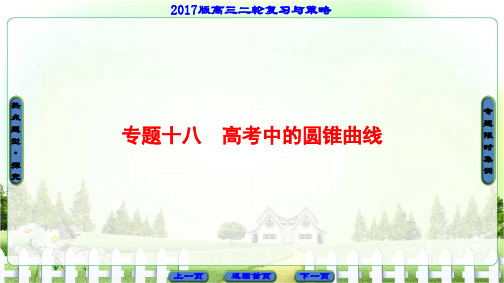 【课堂新坐标】2017年高考数学(文科江苏专版)二轮专题复习与策略课件专题十八 高考中的圆锥曲线