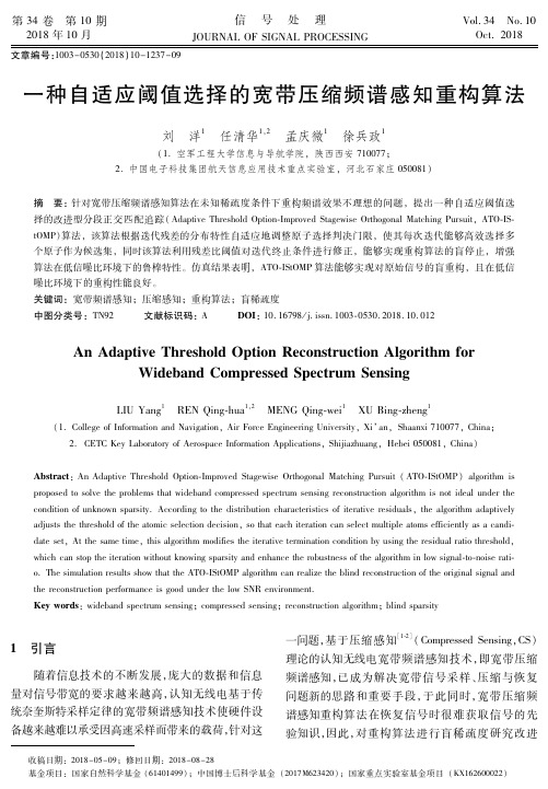 一种自适应阈值选择的宽带压缩频谱感知重构算法