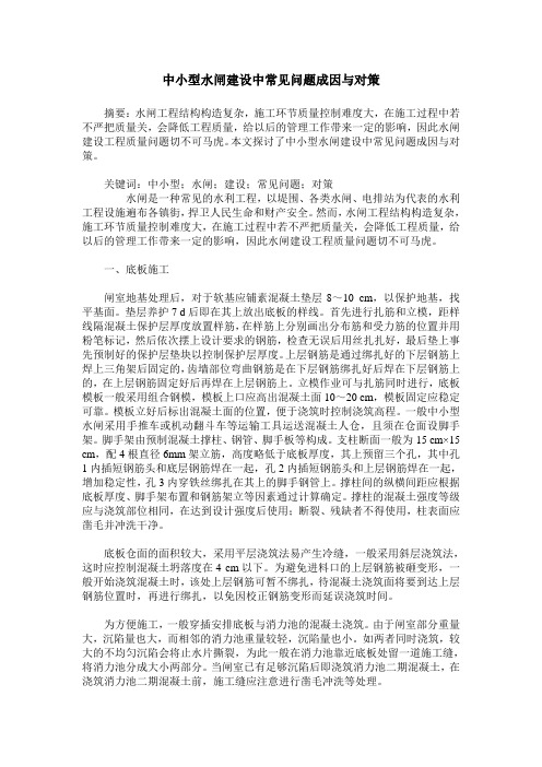 中小型水闸建设中常见问题成因与对策